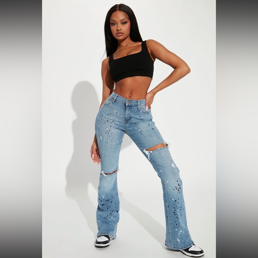 NWT Paint Splatter Stretch Jeans